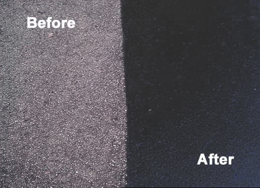 Sealcoating before and after comparison, same driveway