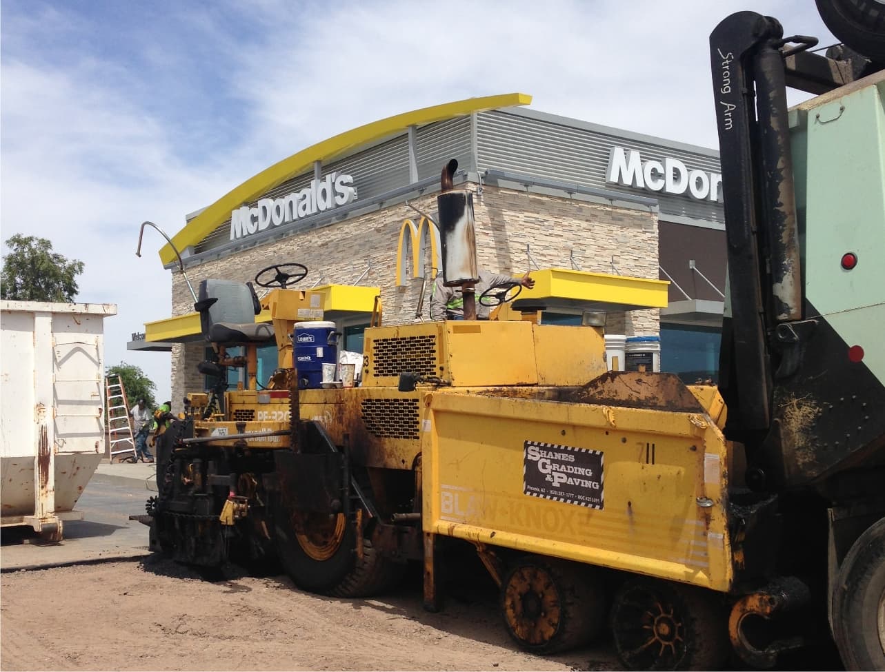 Commercial parking lot asphalt paving at a McDonald’s location