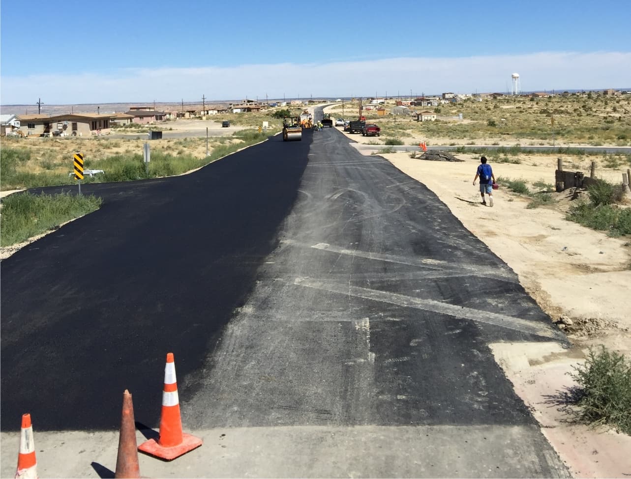 Roadway asphalt paving in progress